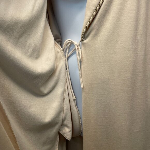 Diamond Tea Robe Ivory Midi Velour Retro Glam Regency Vintage Wrap Tie Waist - Picture 10 of 13